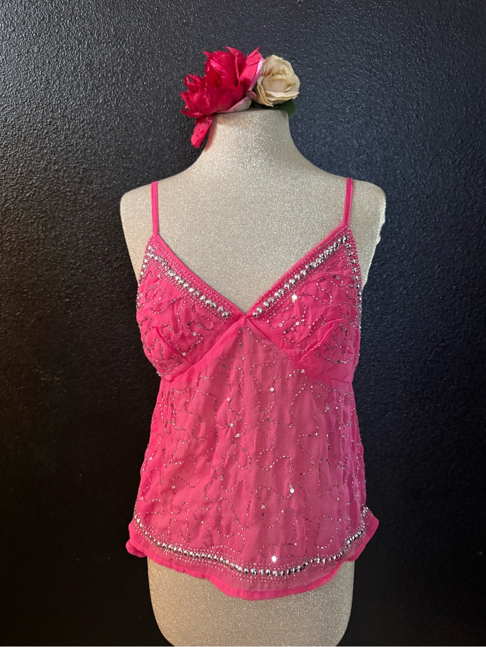 Women's Pink Embellished Camisole Top